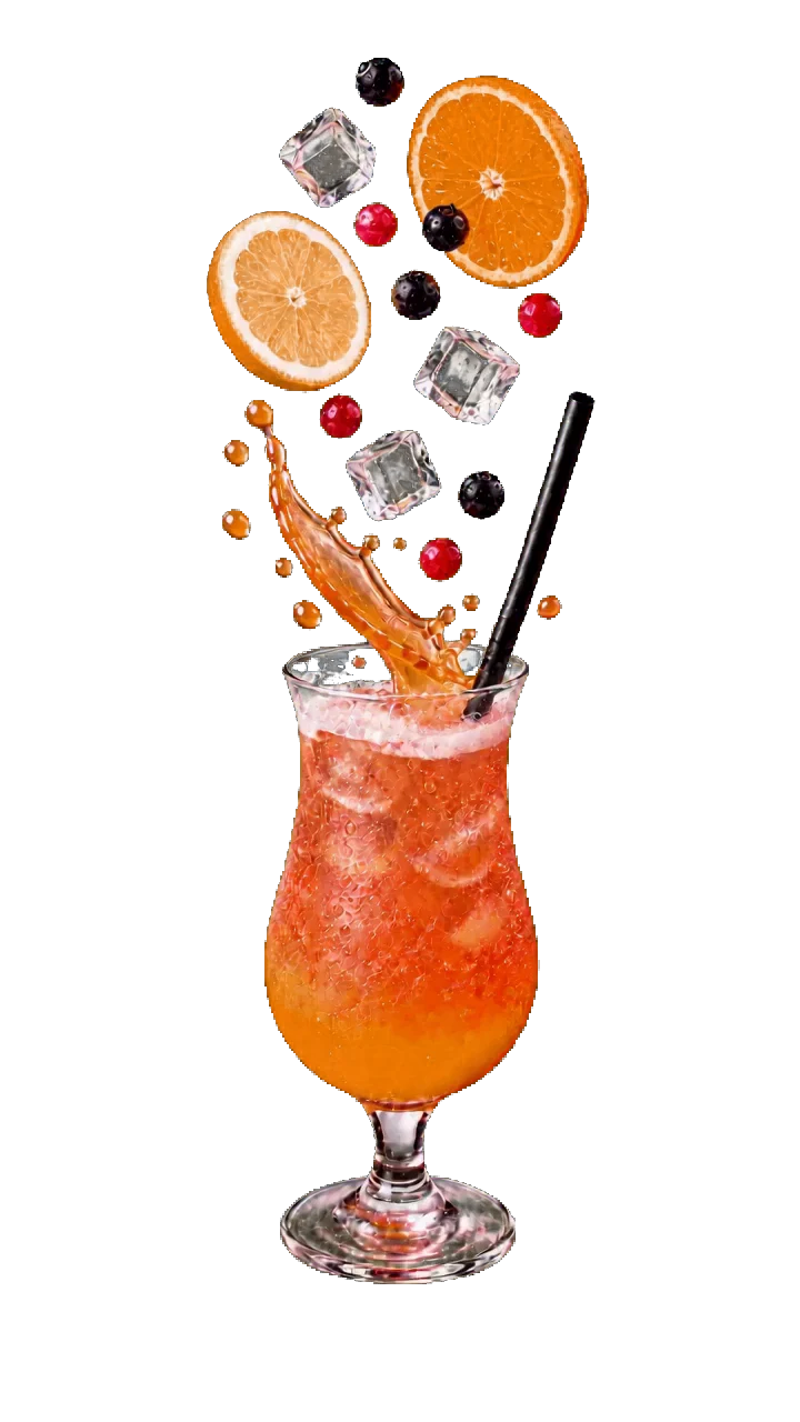Cocktail mit Zitrusfrüchten, Beeren und Eis