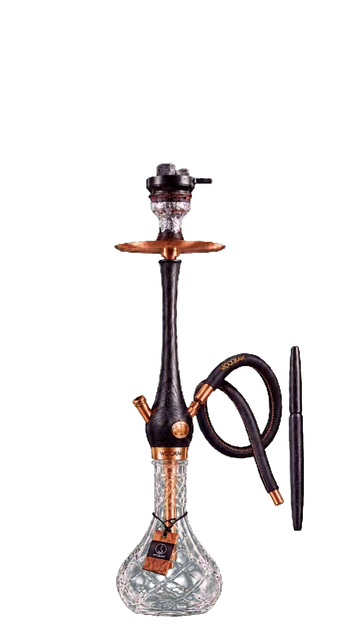 Shisha mit schwarzer Rauchsäule und Glasbowl